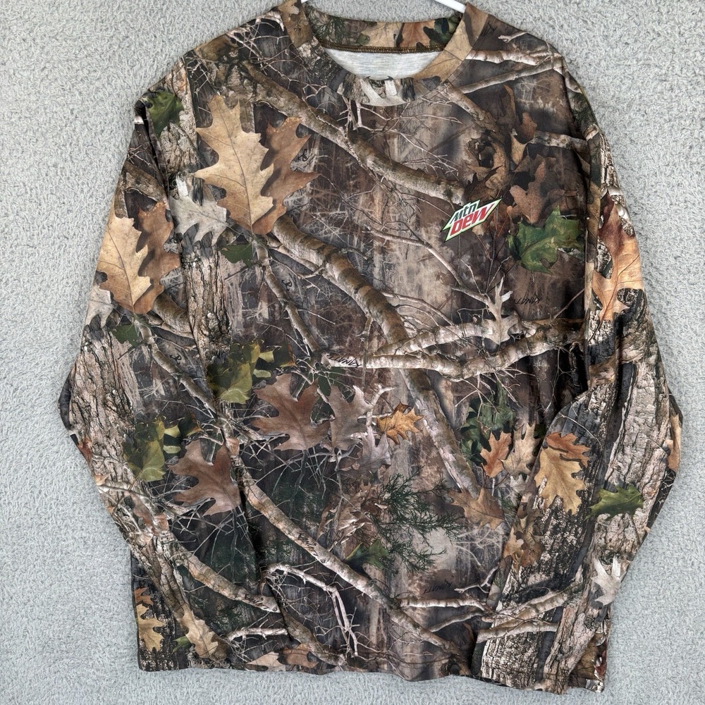 Mountain Dew Camo Shirt Mens XL True Timber Long Sleeve Lightweight Hunting
